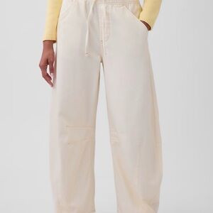 GAP Ultrasoft Denim XXL Tall barrel leg Drawstring Pants in Beige